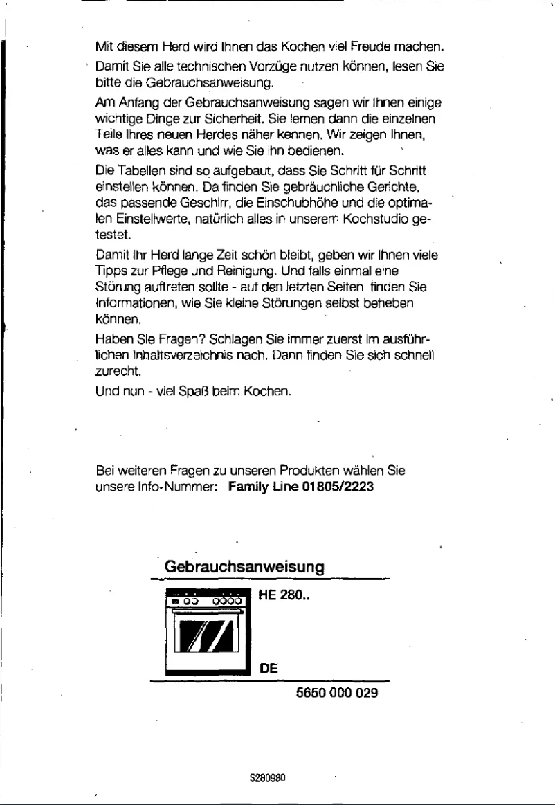 First page image of the manual for HE28055