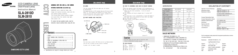 First page image of the manual for SLA2810D