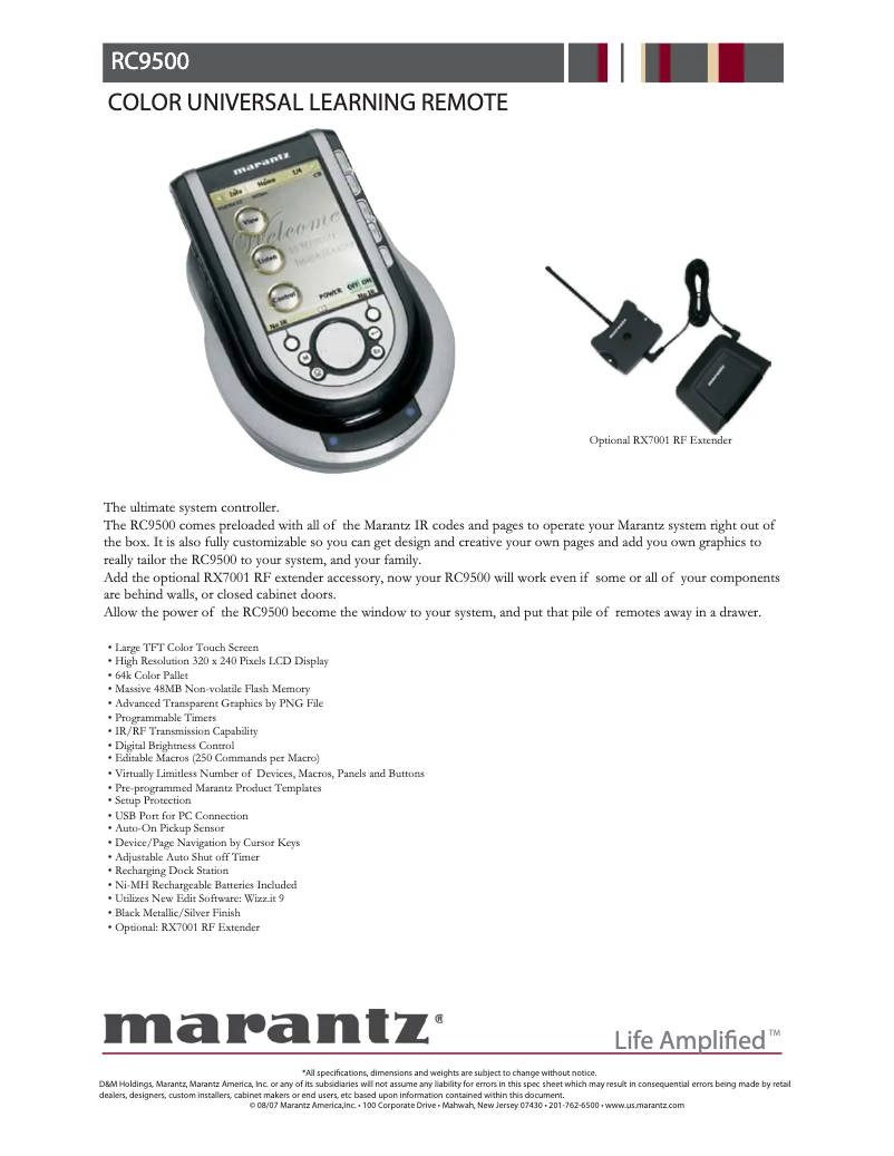 First page image of the manual for RC9500