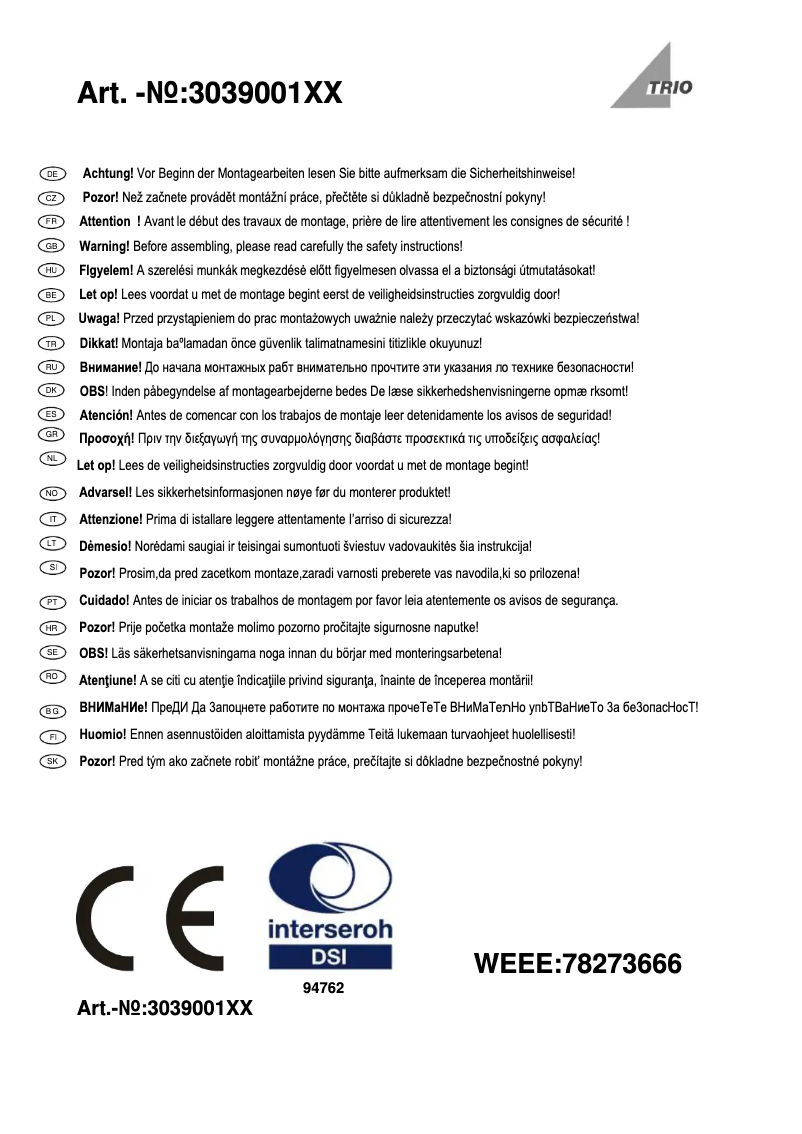 First page image of the manual for Lacan 303900100