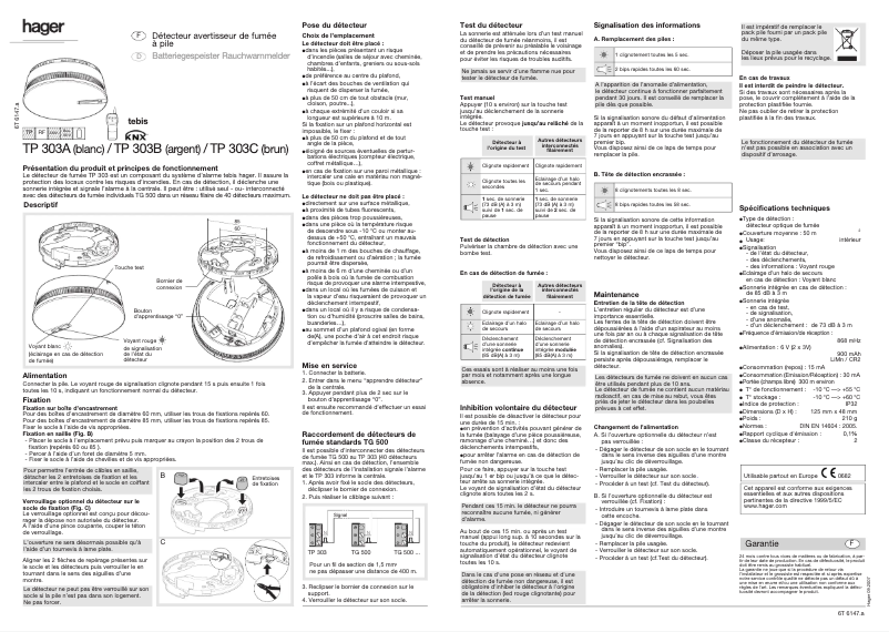 Page 1 of the manual User Manual Hager TP303C