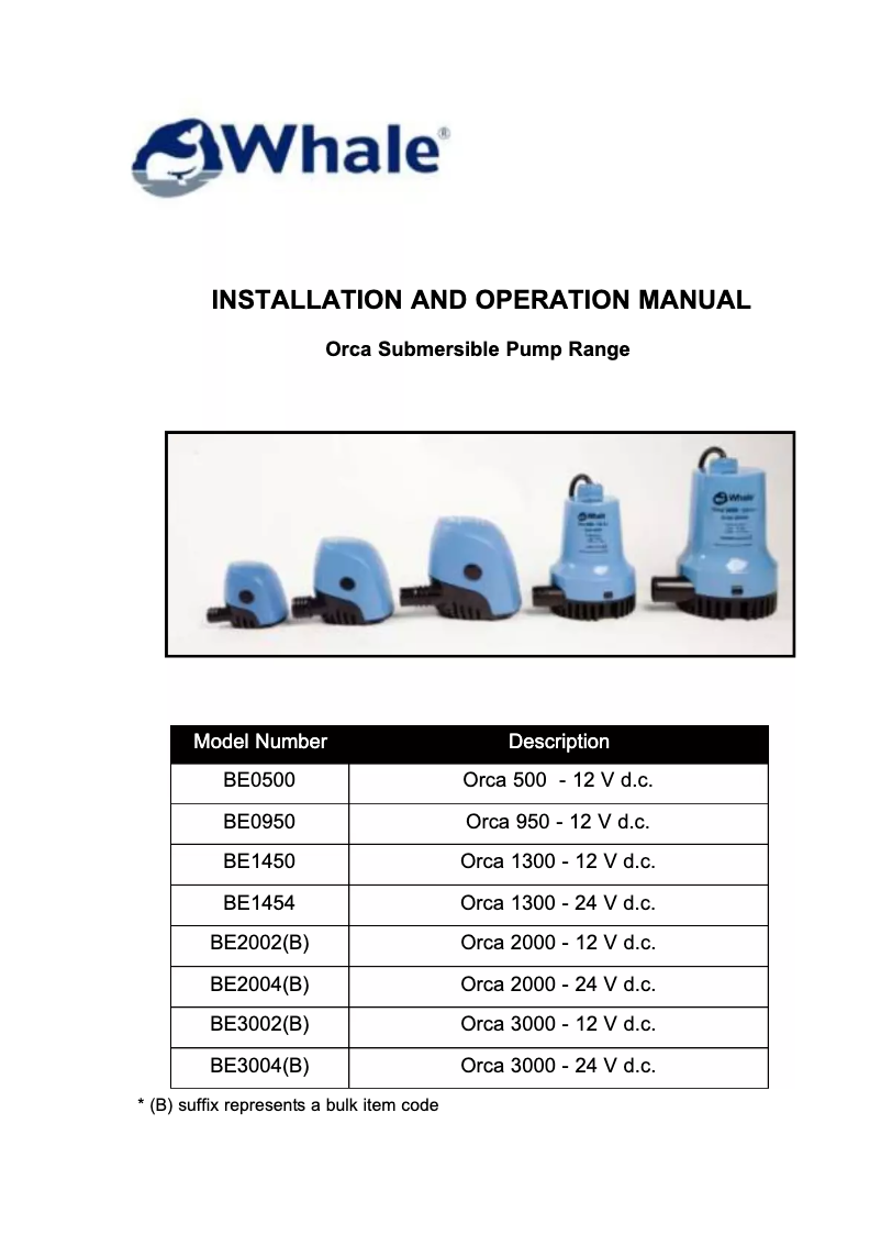 Page 1 of the manual User Manual Whale Orca 950