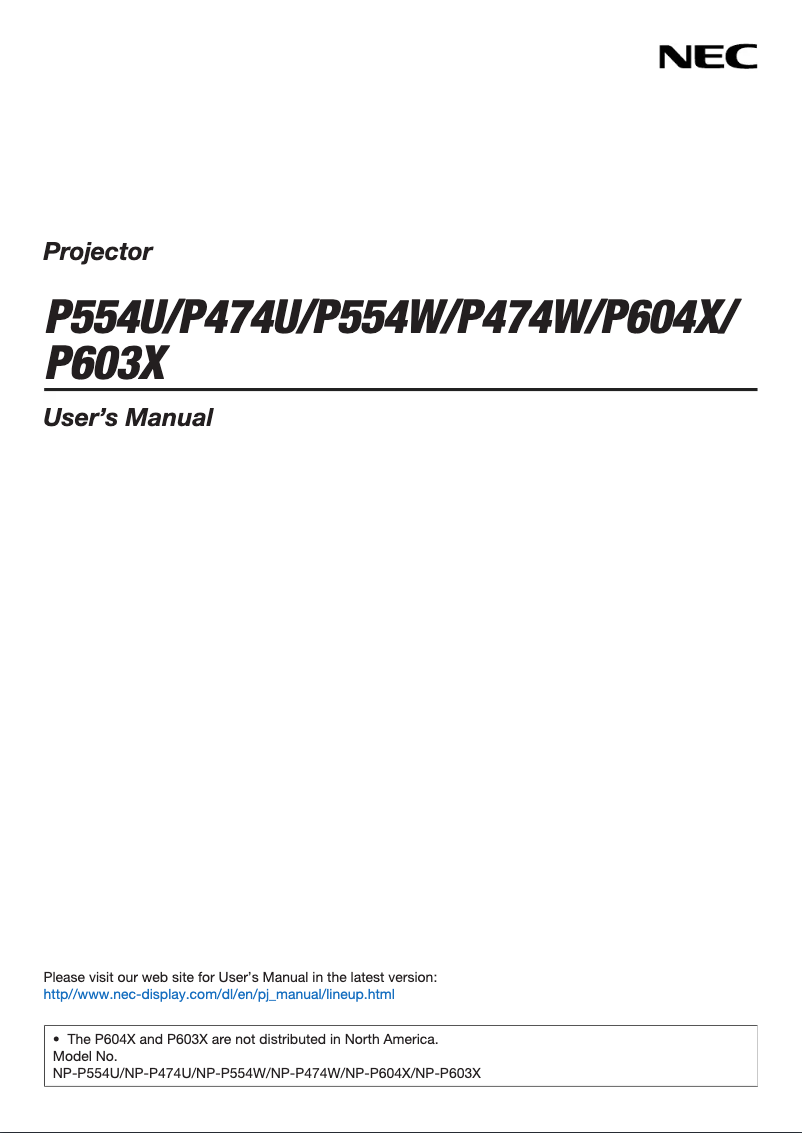 First page image of the manual for P554W