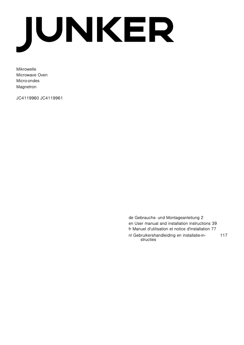 Page 1 of the manual User Manual Junker JC4119961