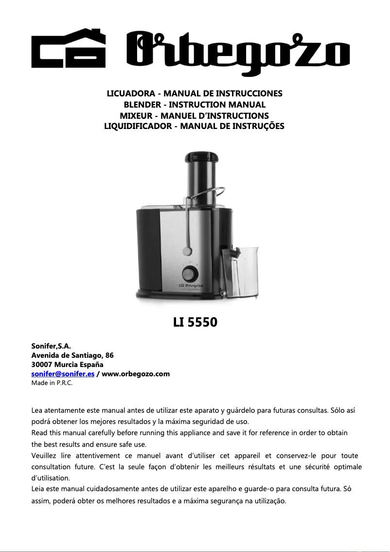 First page image of the manual for LI 5550
