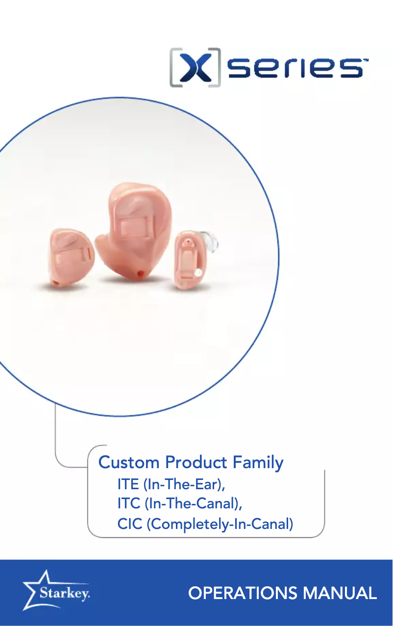 Page 1 of the manual User Manual Starkey X Series ITE