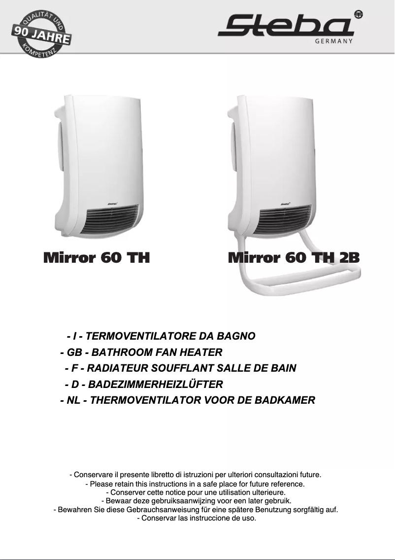 Page 1 of the manual User Manual Steba Mirror 60 TH