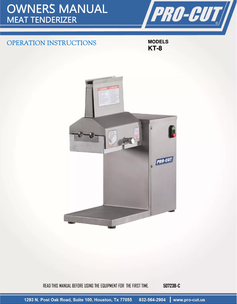 First page image of the manual for KT-8