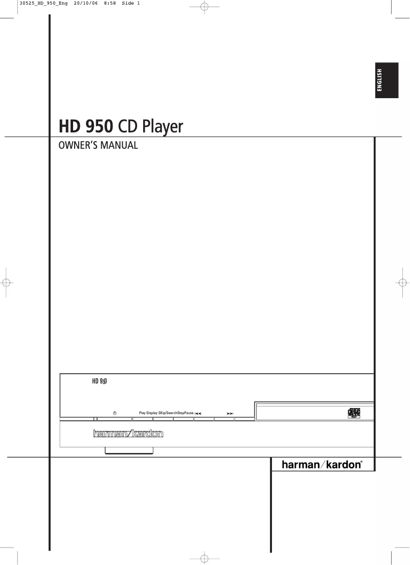 Page 1 of the manual User Manual Harman Kardon HD 950
