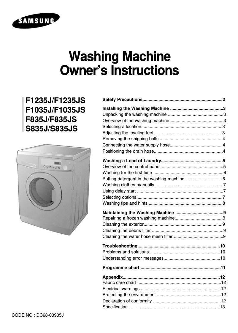 First page image of the manual for F1035JF