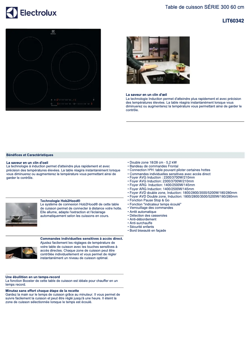 Page 1 of the manual Technical Sheet Electrolux LIT60342