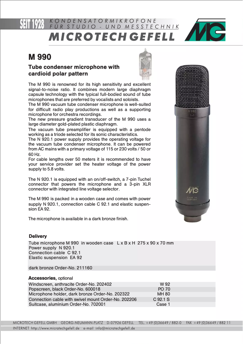 First page image of the manual for M 990