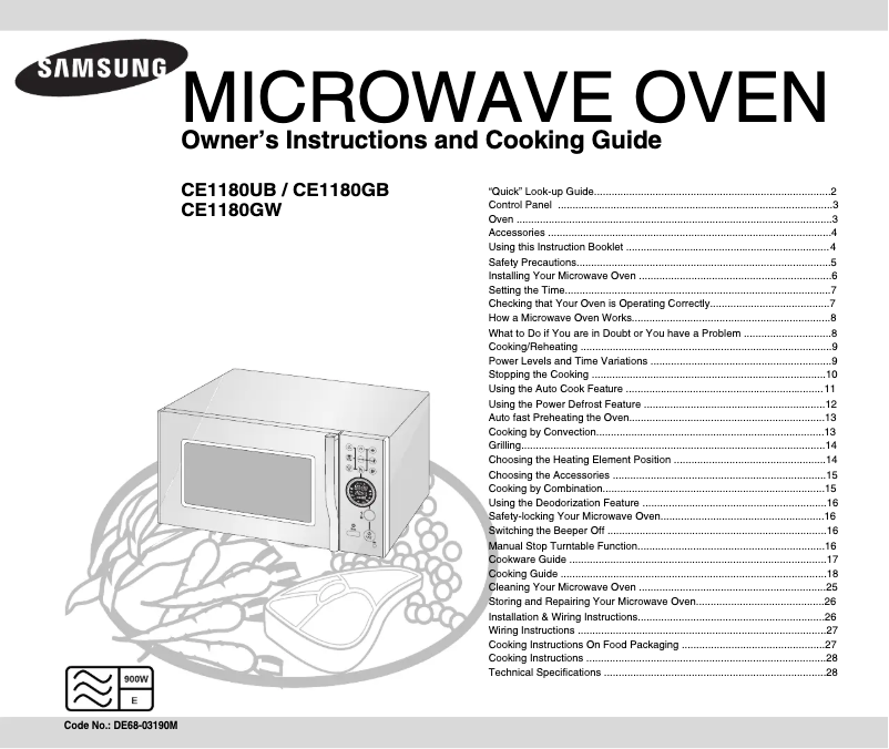 Page 1 of the manual User Manual Samsung CE1180UB