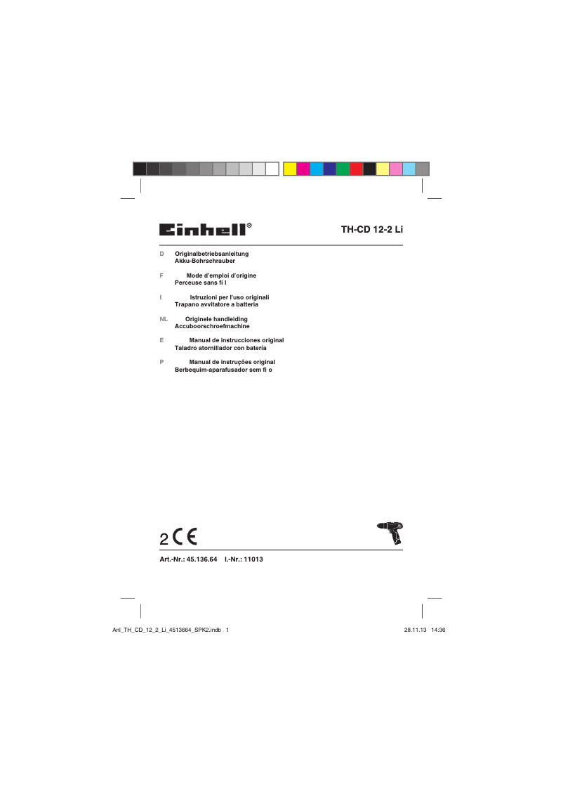 First page image of the manual for TH-CD 12-2 Li Kit
