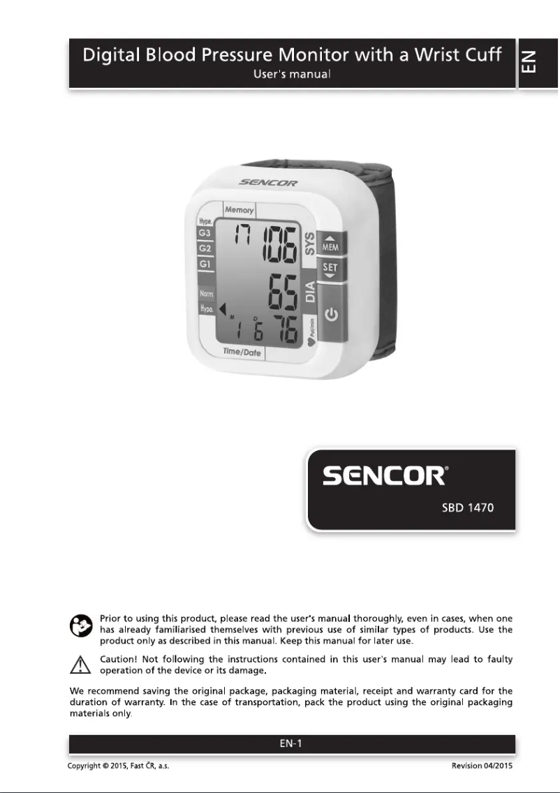 Page 1 of the manual User Manual Sencor SBD 1470