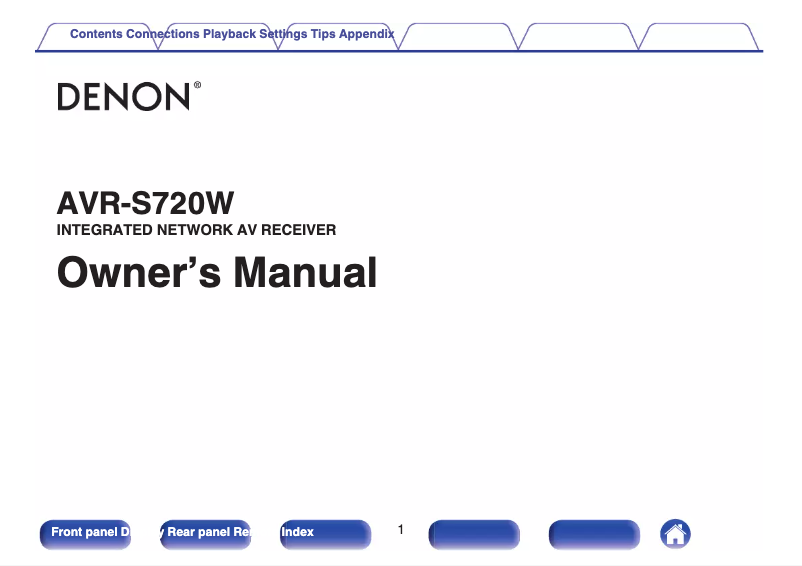 First page image of the manual for AVR-S720W