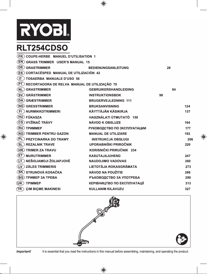 First page image of the manual for RLT254CDSO