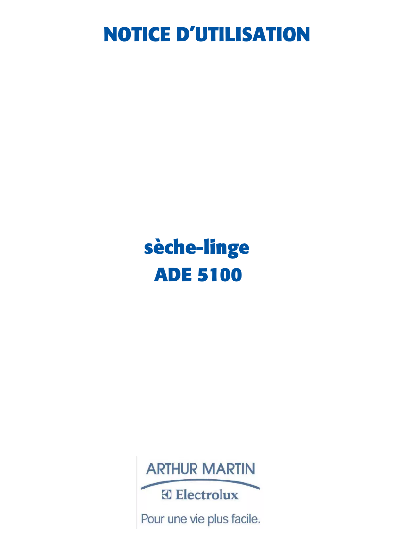 First page image of the manual for ADE 5100