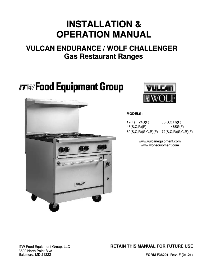 Page 1 of the manual User Manual Vulcan 36C-2B24CB