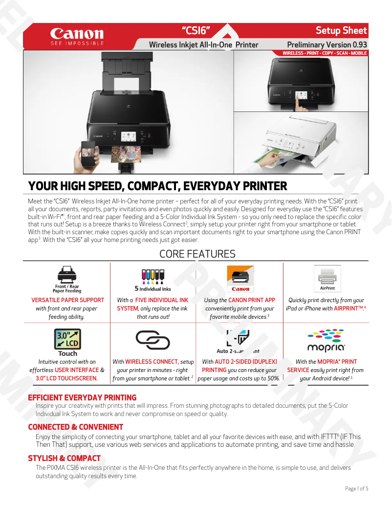 Page 1 of the manual User Manual Canon Pixma TS6220