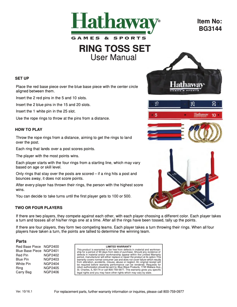 Image de la première page du manuel de l'appareil BG3144