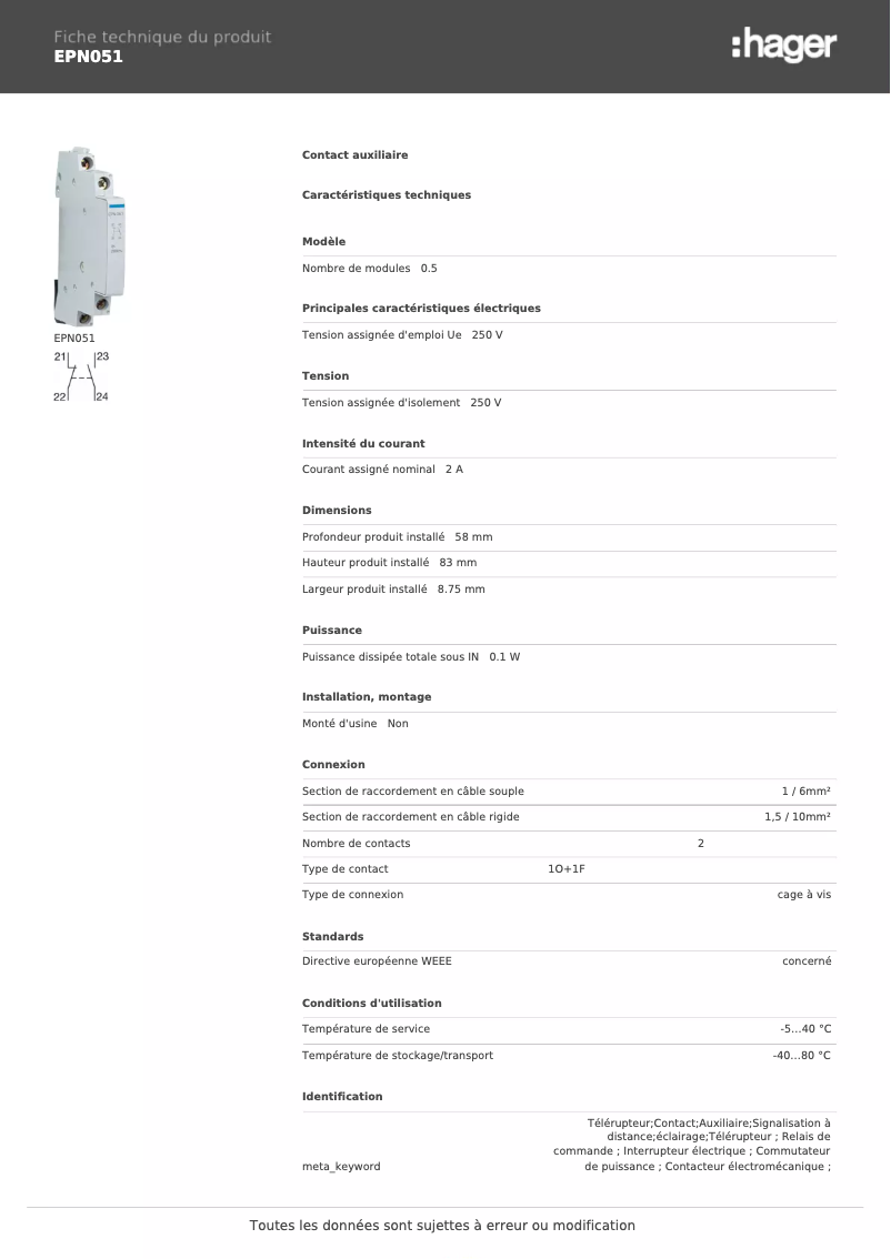 First page image of the manual for EPN051