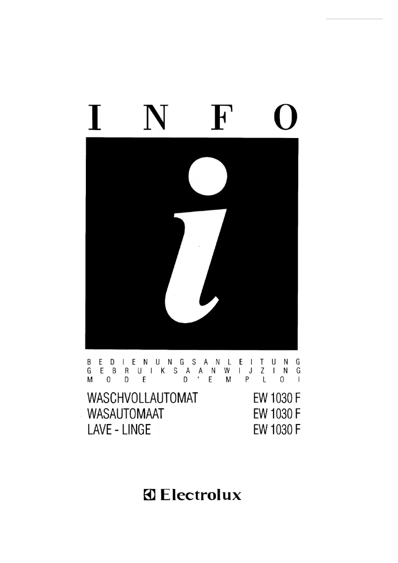 Page 1 of the manual User Manual Electrolux EW 1030f intuition