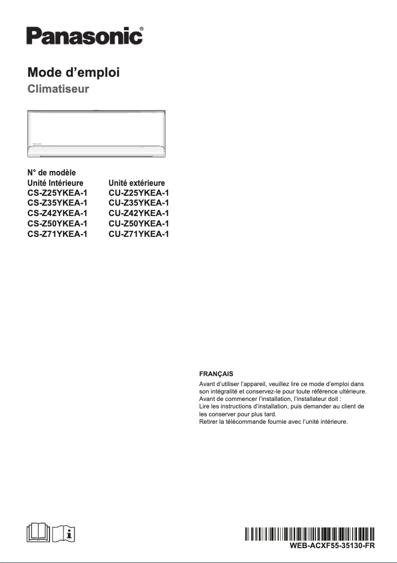 First page image of the manual for CU-Z71YKEA-1