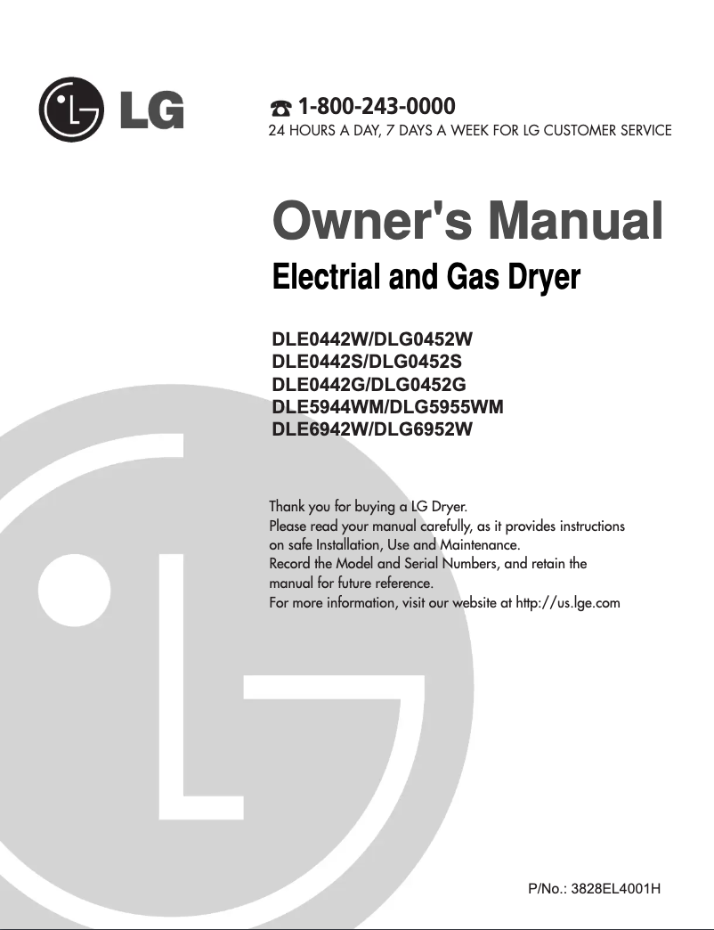 Page 1 of the manual User Manual LG DLG0452G