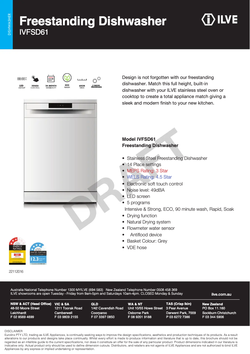 First page image of the manual for IVFSD61