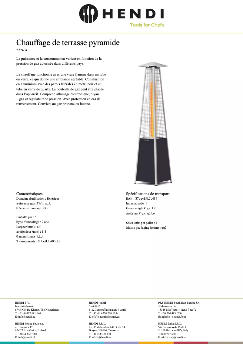 Page 1 of the manual Technical Sheet Hendi 272404