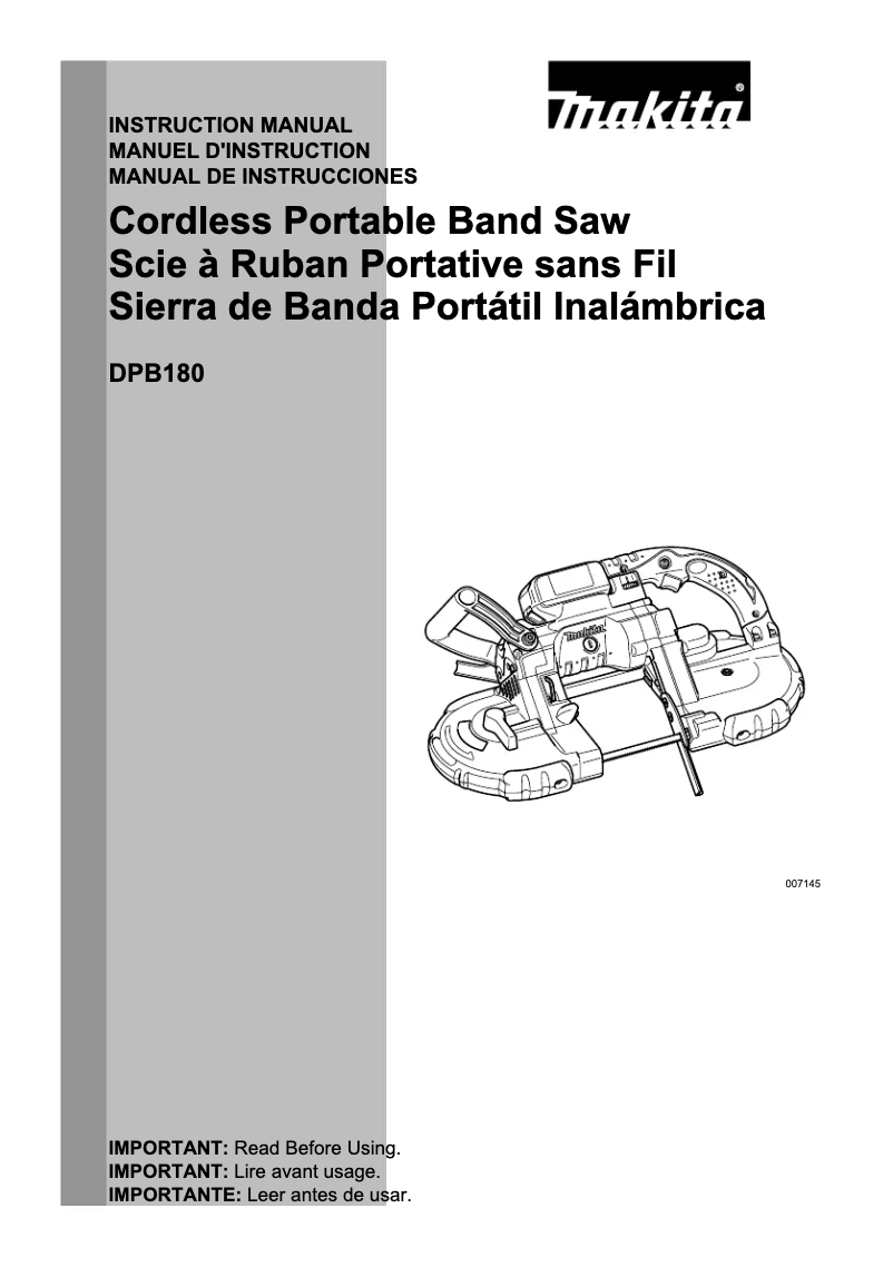 Page 1 of the manual User Manual Makita DPB180Z