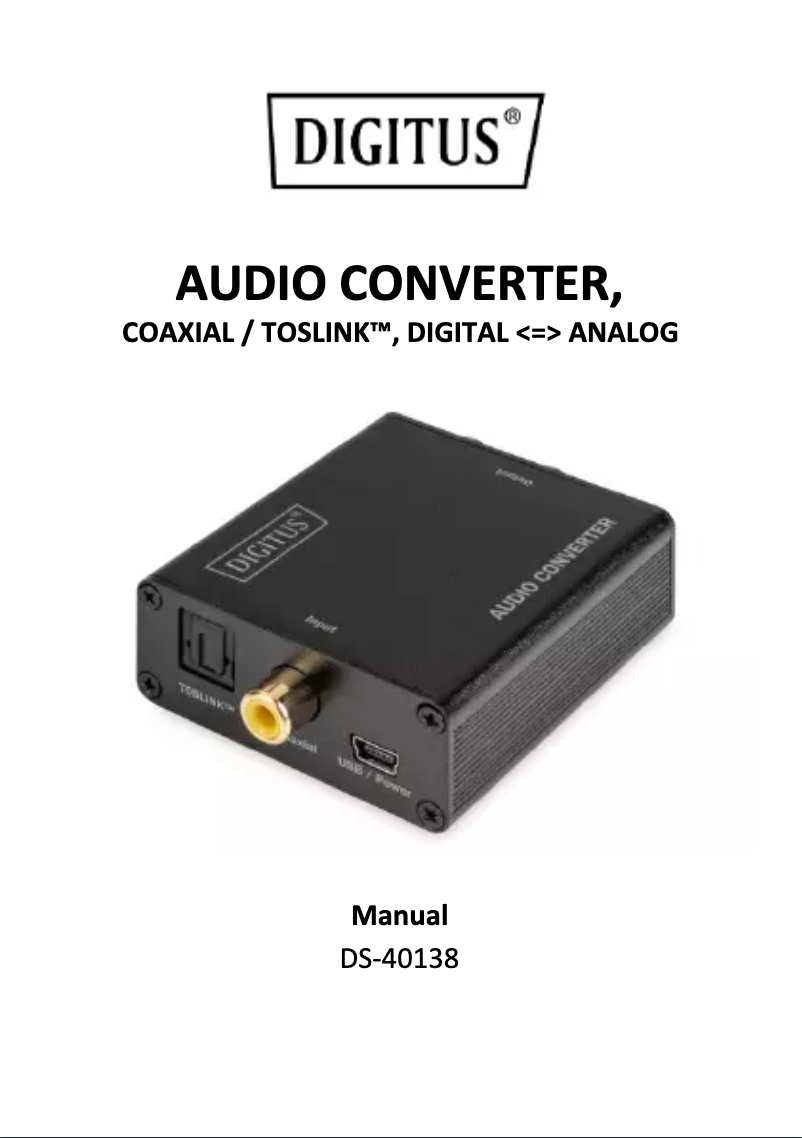 First page image of the manual for DS-40138