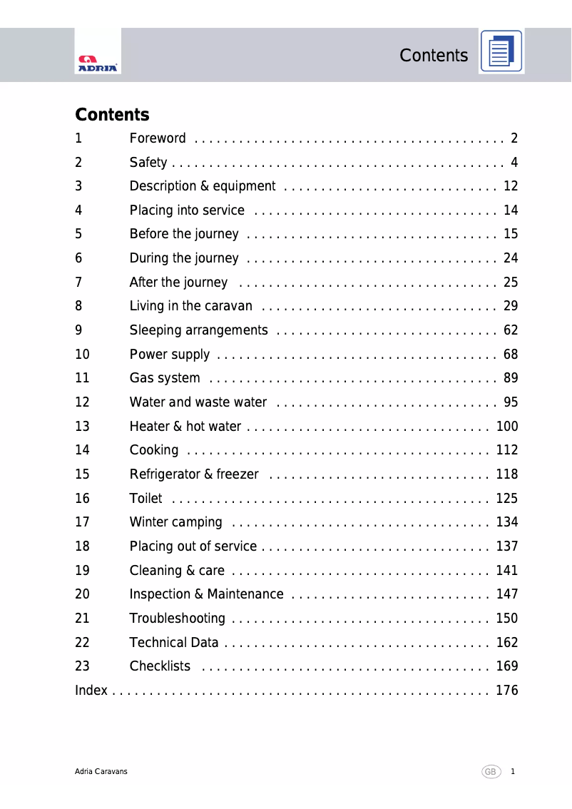 First page image of the manual for Action 361 (2012)
