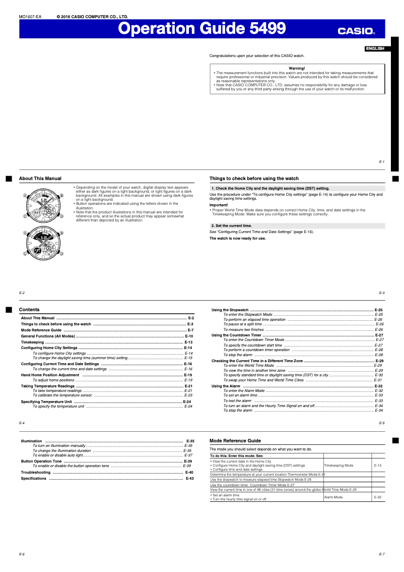 Page 1 of the manual User Manual Casio ERA-600D-1A9VUEF