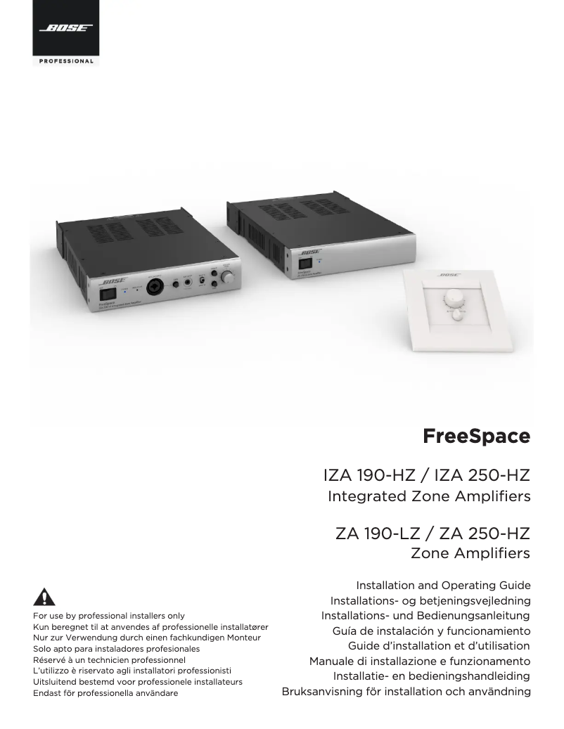 Page 1 of the manual Installation Guide Bose FreeSpace IZA 190-HZ