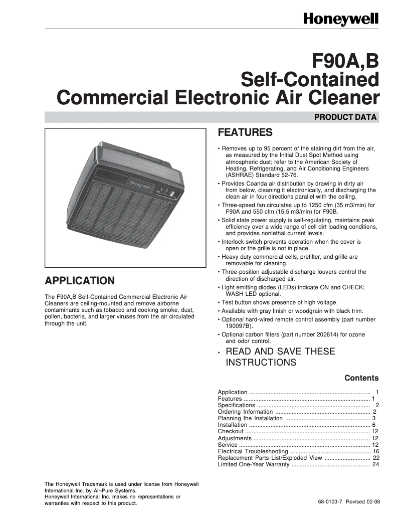 First page image of the manual for F90A1001