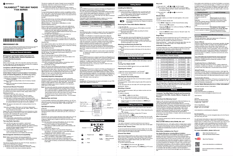 Page 1 of the manual User Manual Motorola Talkabout T100