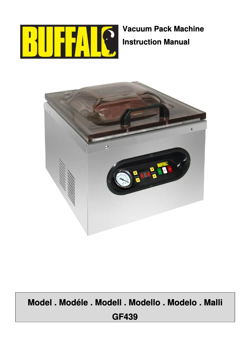 First page image of the manual for GF439