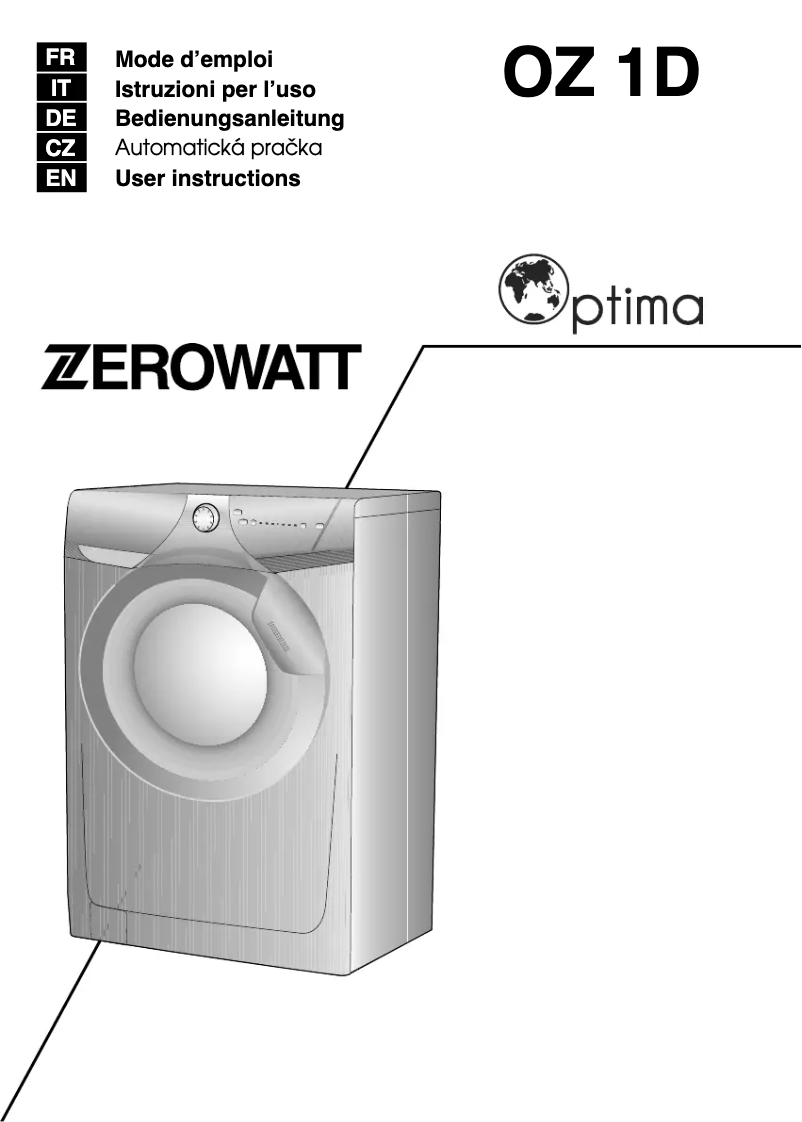 First page image of the manual for OZ 107 1D Optima