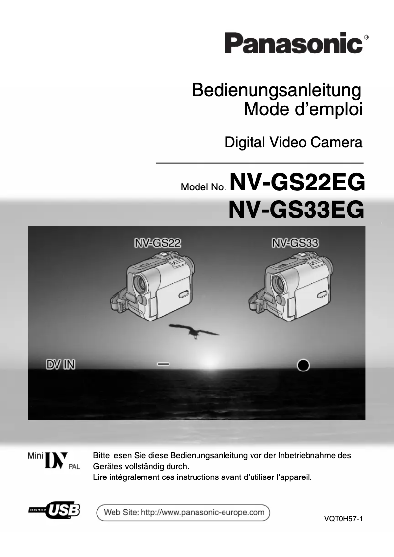 First page image of the manual for NV-GS33