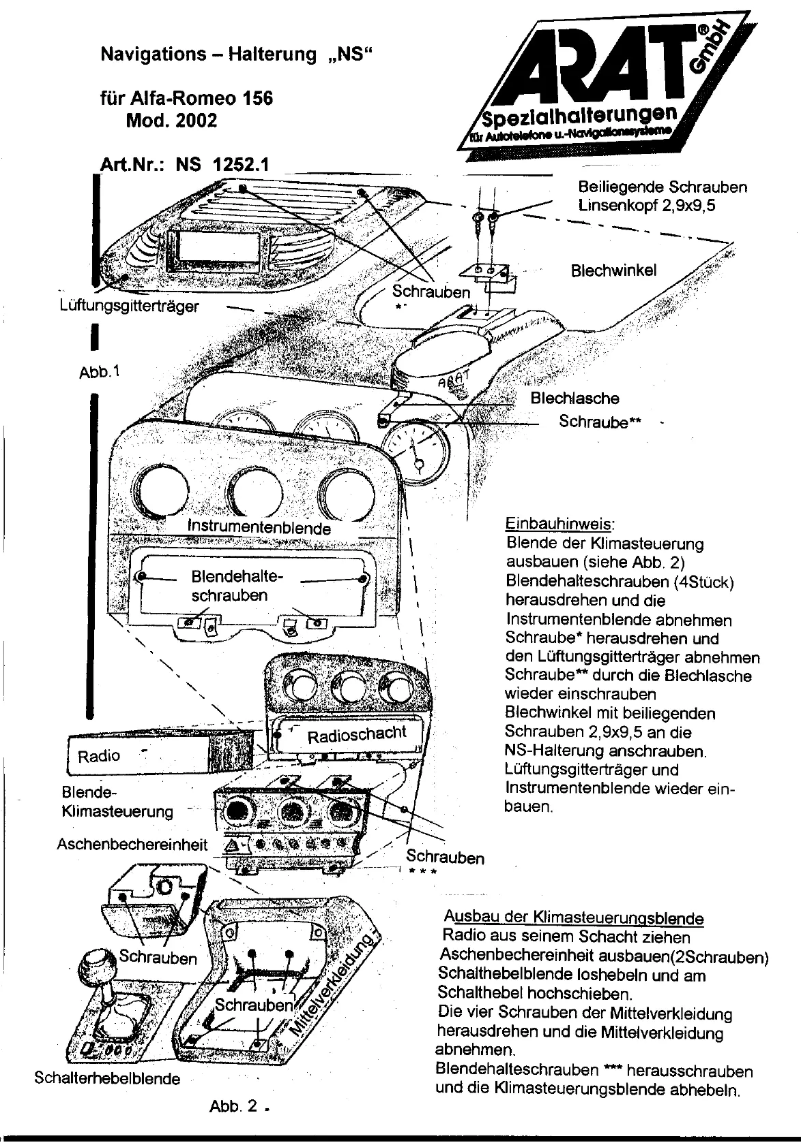 First page image of the manual for NS1252.1