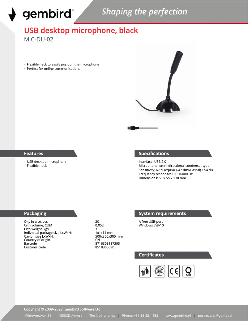 First page image of the manual for MIC-DU-02