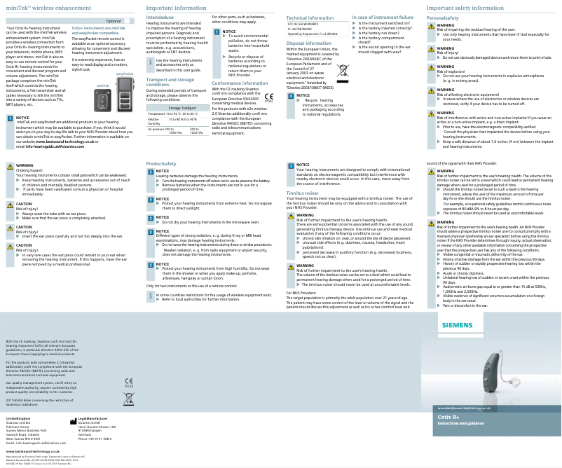 Page 1 of the manual User Manual Siemens Octiv R+