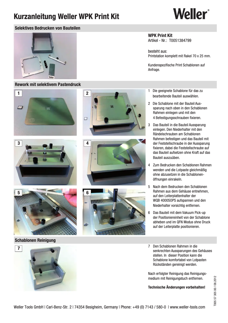 First page image of the manual for WPK Print Kit