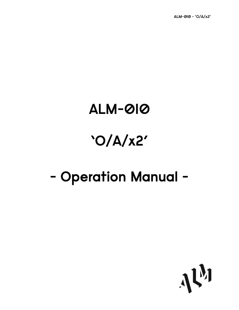 First page image of the manual for O/A/x2 ALM-010