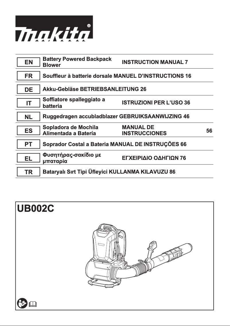 Page 1 of the manual User Manual Makita UB002C