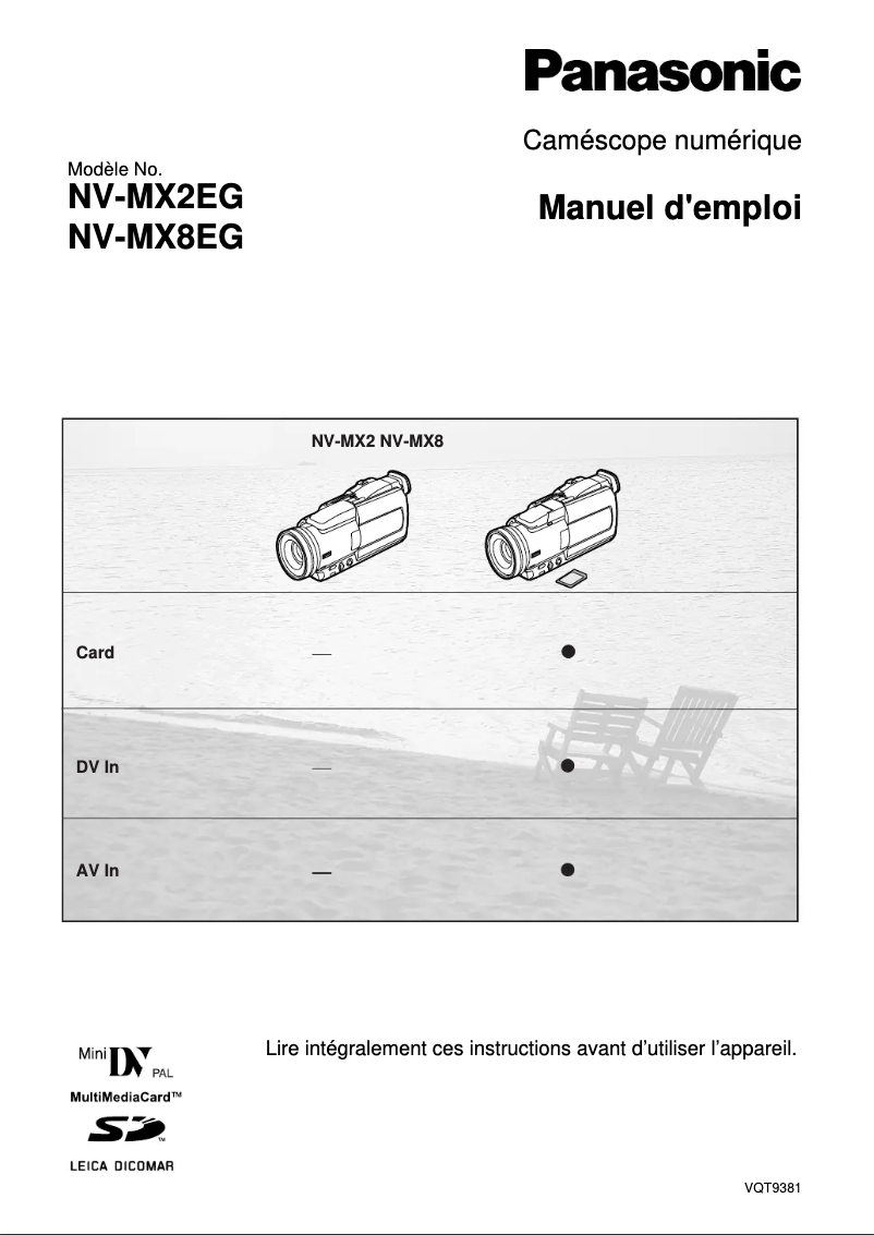Page 1 of the manual User Manual Panasonic NV-MX8