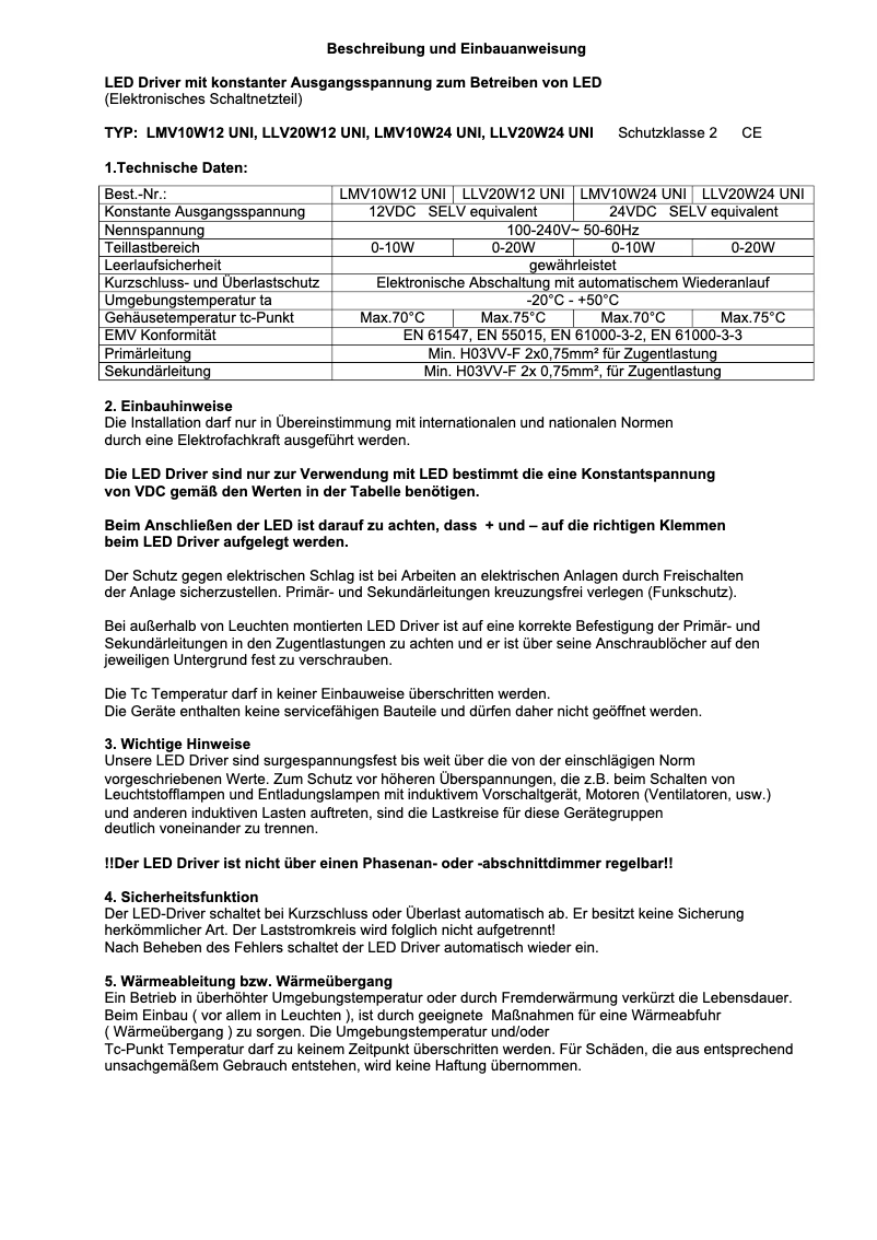 Page 1 of the manual User Manual SLV 470542