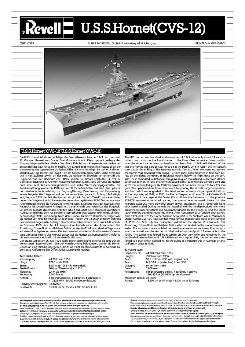 Page 1 of the manual User Manual Revell U.S.S. Hornet (CVS-12)